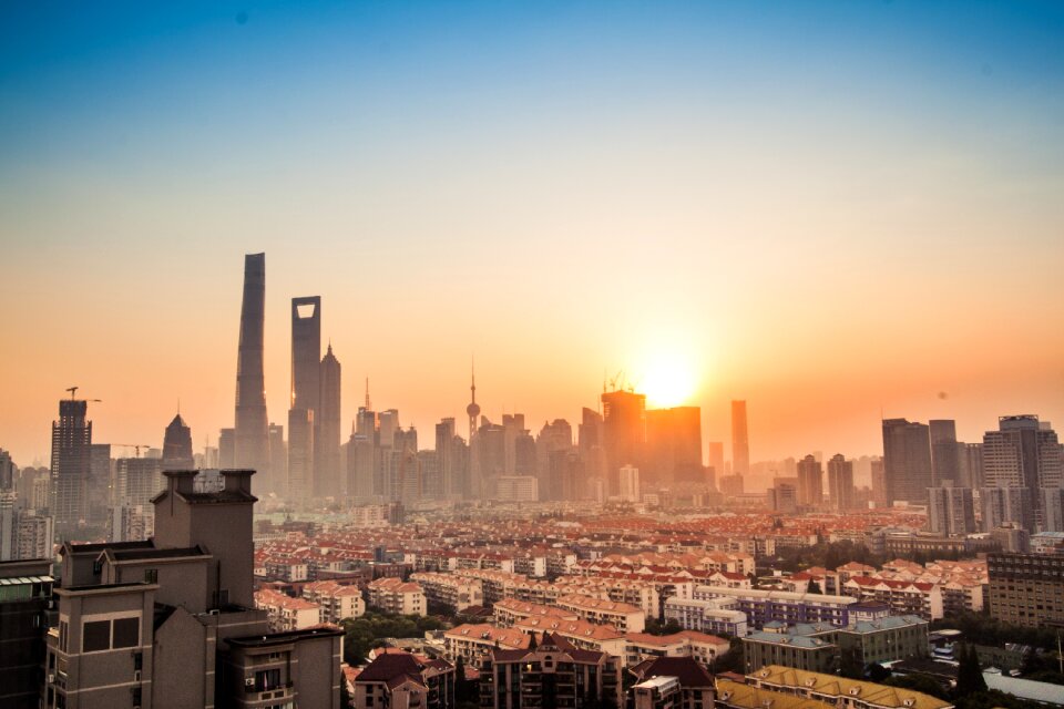 Lu jia zui sunset cityscape