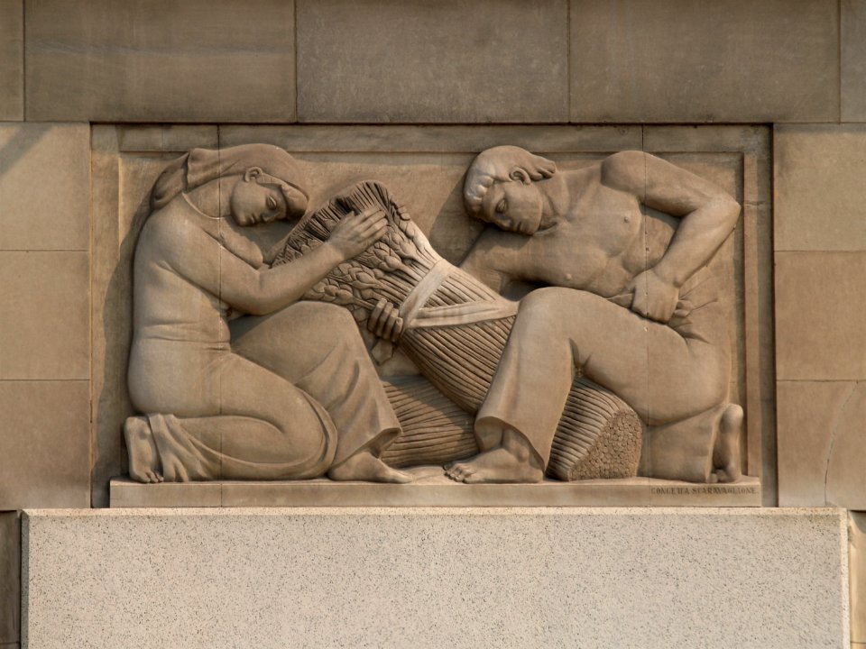 Apex Building Indiana Limestone Bas Relief "Agriculture" By Concetta Maria Scaravaglione (Washington, DC)
