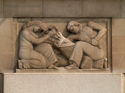 Apex Building Indiana Limestone Bas Relief "Agriculture" By Concetta Maria Scaravaglione (Washington, DC)