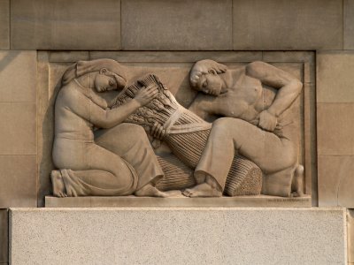 Apex Building Indiana Limestone Bas Relief "Agriculture" By Concetta Maria Scaravaglione (Washington, DC) photo