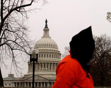 Capitol Rotunda & Statue Of Freedom, Orange Jumpsuit & Black Hood (Washington, DC) photo