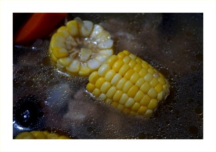 Maize soup with meat photo