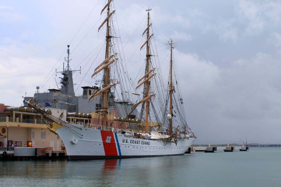 Barque full sail water