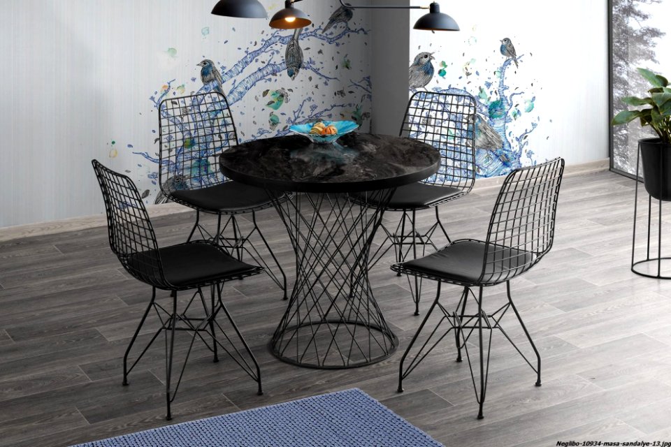 Round Table and Wire Chair-01
