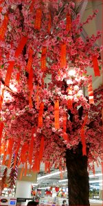 Lunar new year is coming - lucky tree inside a mall