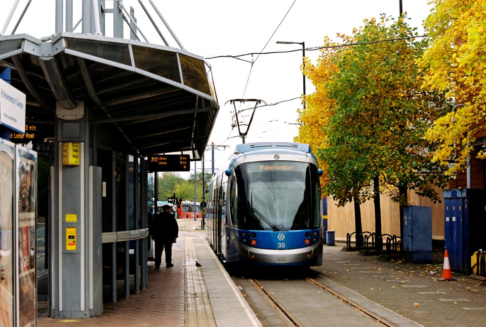 West Midlands Metro tram 35 at Wolverhampton St George’s terminus