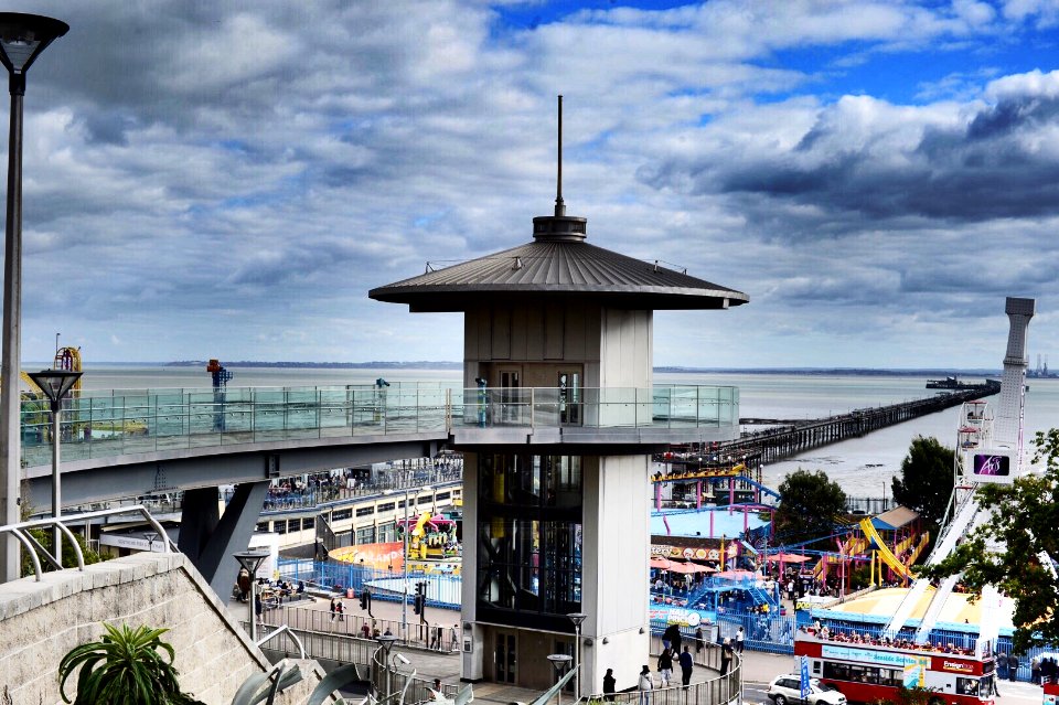 Southend pier, with lift providing access
