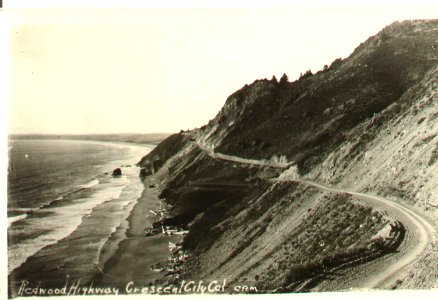 Old Redwood Highway south of Crescent City CA, early 1920's