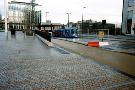 West Midlands tram entering Library terminus photo