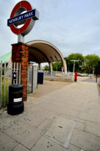 Newbury Park bus station with roundel sign. photo