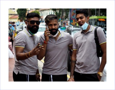 3 good friends in Little India celebrating Deepavali photo