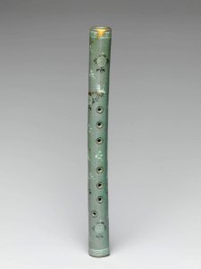Vertical flute decorated with chrysanthemums, cranes, and clouds-main-image