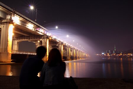 Night view bridge lovers photo