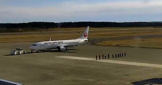 The Usual Suspects line up on the tarmac at Obihiro Airport