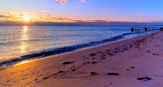 Beautiful sunset on the Black Sea coast in Crimea (Seascape) photo