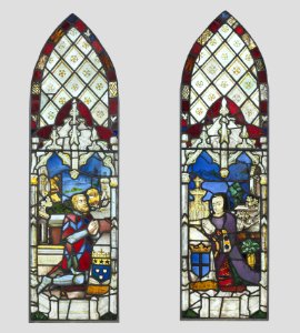 1919.1 print- Stained-Glass Panel Pair with Male Donor and Female Donor