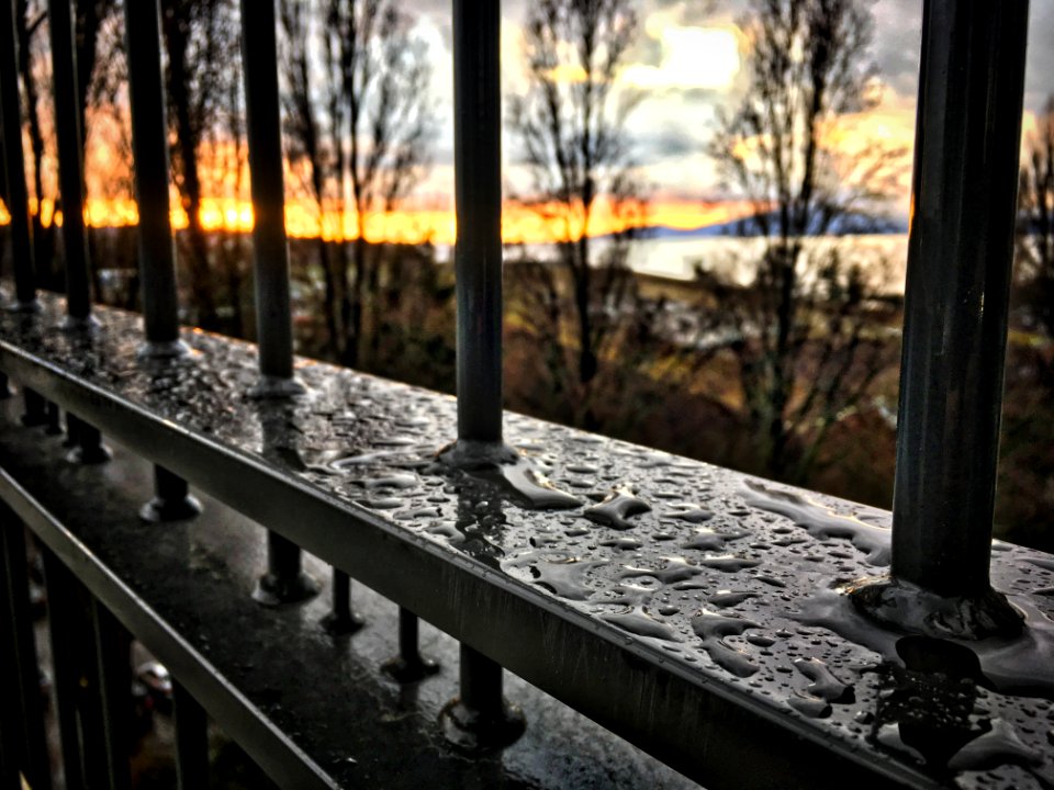 Rain and Sunset on Burrard Bridge