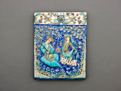 Rectangular Tile with Musician and Dancer