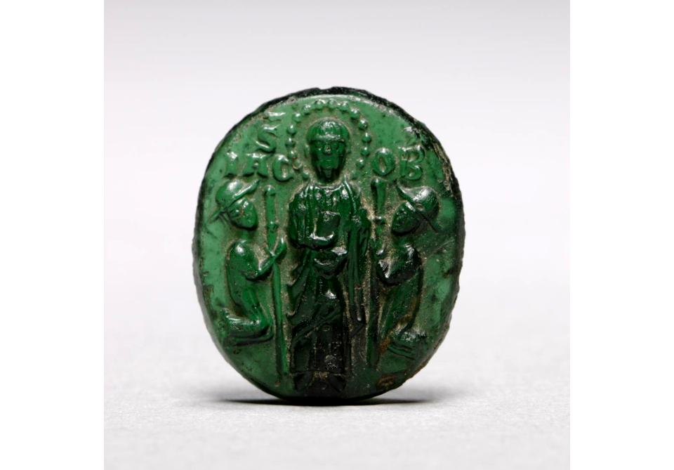 Devotional Badge with Saint James Flanked by Two Kneeling Pilgrims