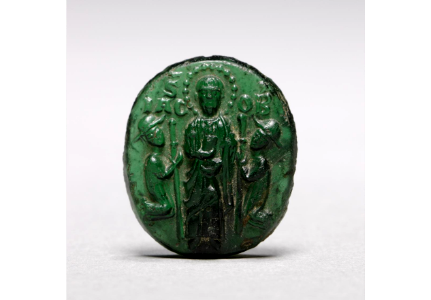 Devotional Badge with Saint James Flanked by Two Kneeling Pilgrims