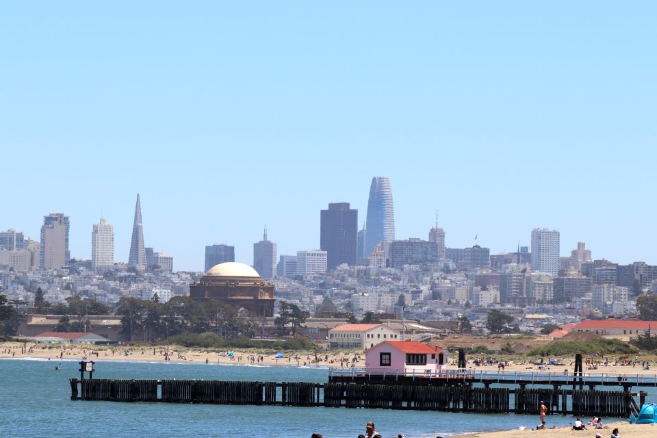 San Francisco from Crissy Field Beach next to the Golden Gate Bridge
