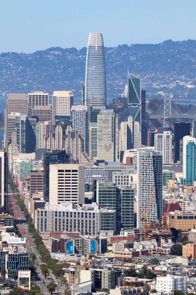 Salesforce Tower and the Bay Bridge from Twin Peaks