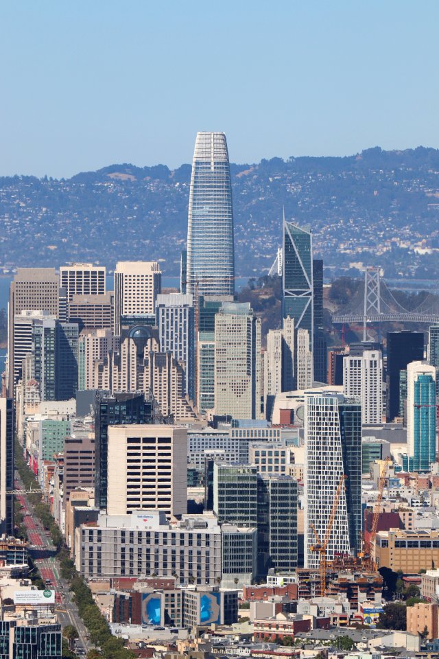 Salesforce Tower and the Bay Bridge from Twin Peaks