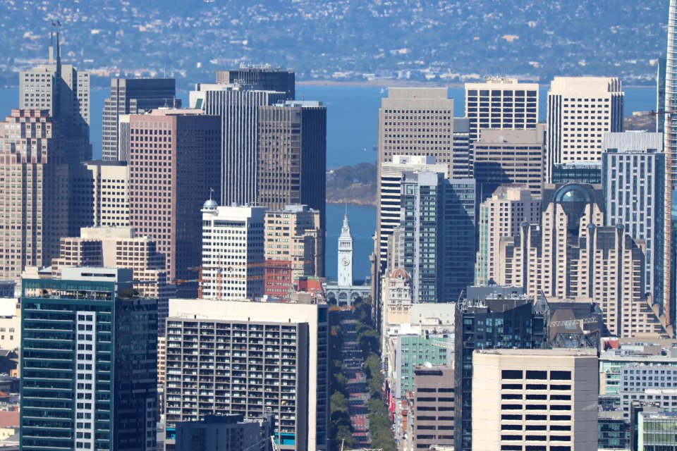 Ferry Building and Market Street from Twin Peaks