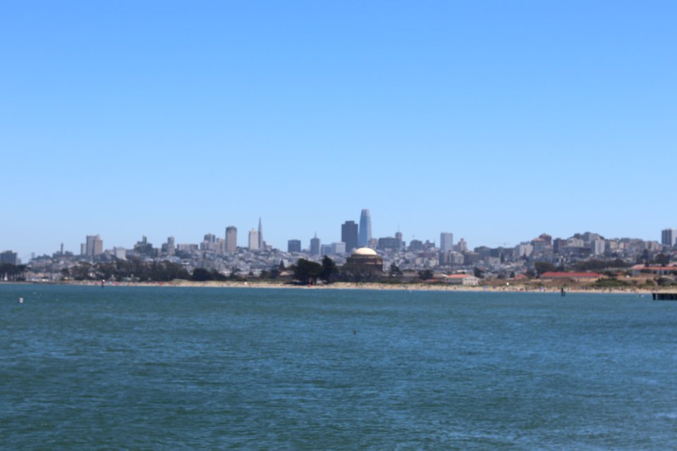 San Francisco from Crissy Field Beach next to the Golden Gate Bridge photo