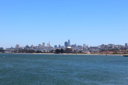 San Francisco from Crissy Field Beach next to the Golden Gate Bridge photo