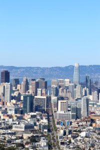 Salesforce Tower, Market Street and the Ferry Building from Twin Peaks