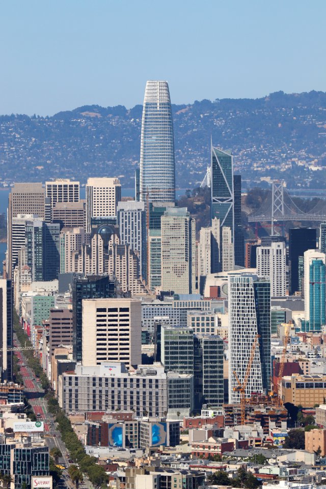Salesforce Tower and the Bay Bridge from Twin Peaks