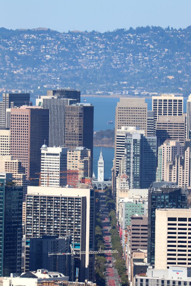 Ferry Building and Market Street from Twin Peaks
