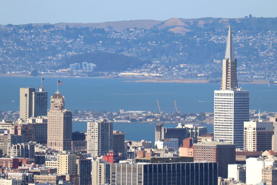 Transamerica Pyramid and Treasure Island from Twin Peaks