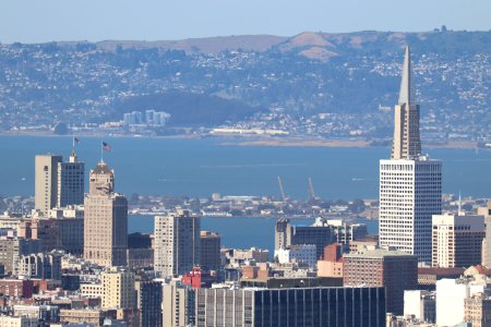 Transamerica Pyramid and Treasure Island from Twin Peaks