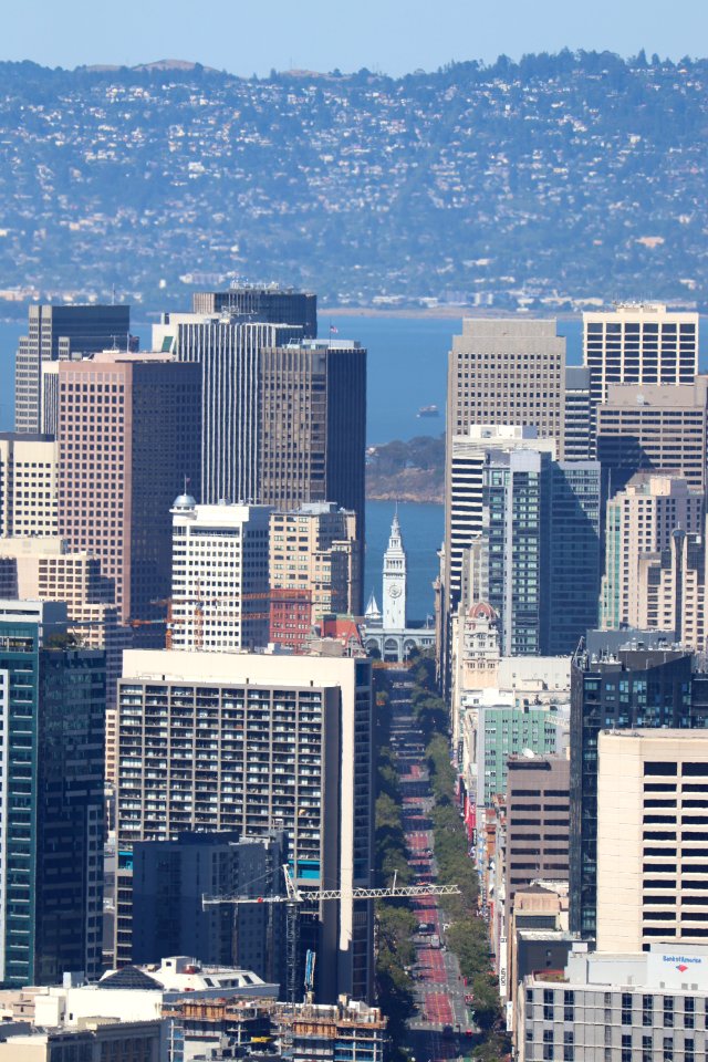 Ferry Building and Market Street from Twin Peaks