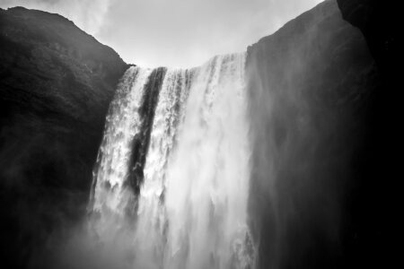 Black and white water cascade photo