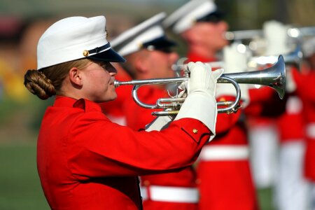 Blowing trumpet horn