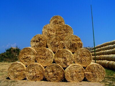 Straw bales pyramid summer