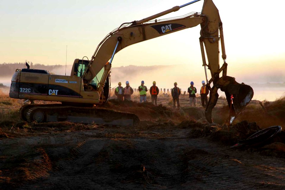 Bandon Marsh Restoration - early morning construction