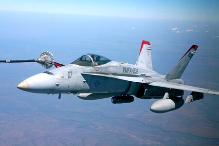 F-18 fighter refueling photo