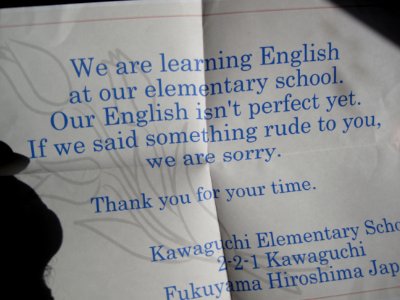 Presents from Hiroshima School Kids