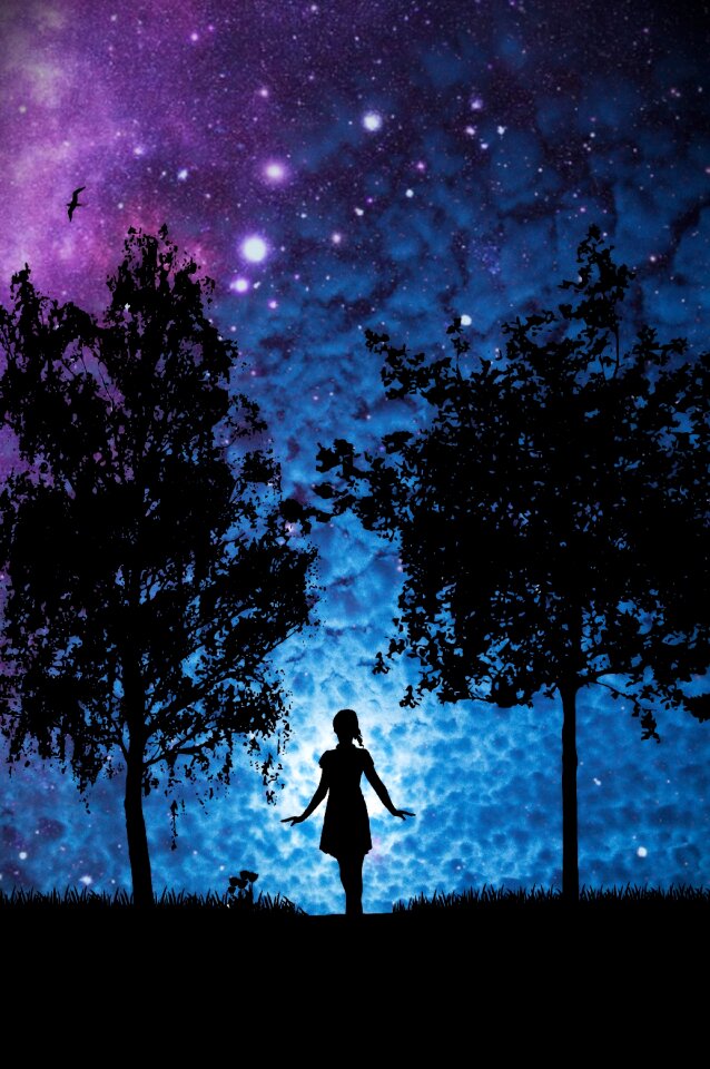 Silhouette girl light