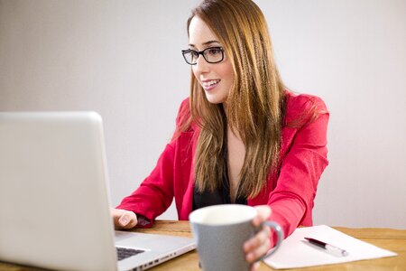 Desk laptop smile photo