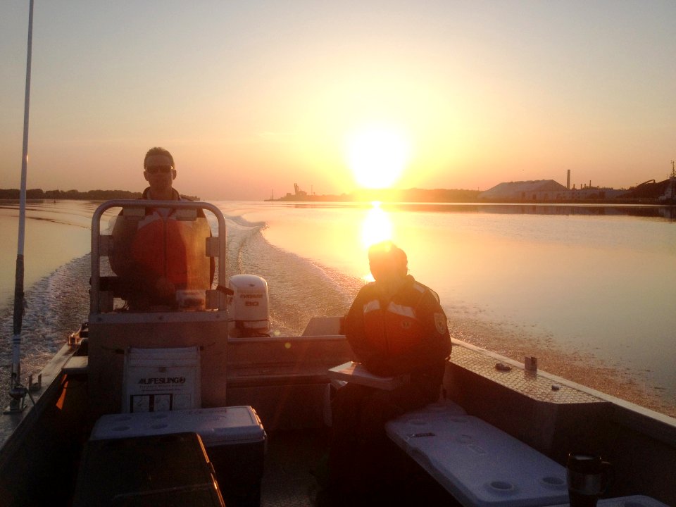 Early morning start to collecting samples on the Maumee River photo