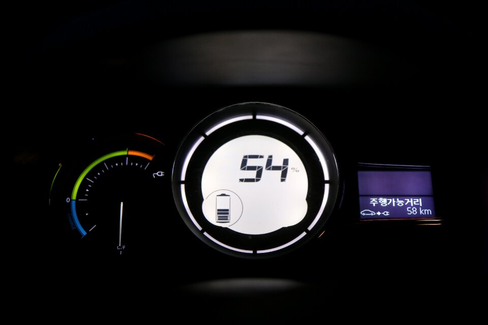 Electric cars charging the instrument panel