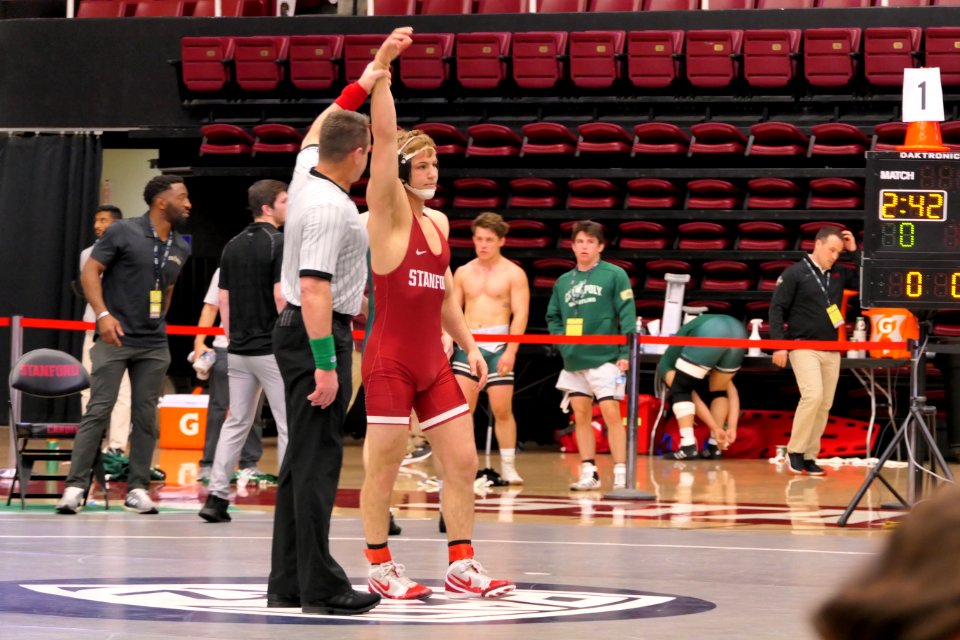 184lbs Foster Karmon (Stanford) inj Trent Tracy (Cal Poly)