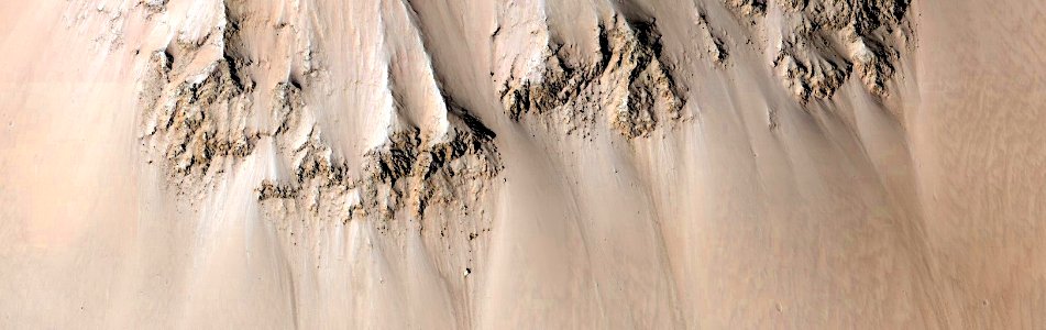 Mars - Chutes on Crater Wall