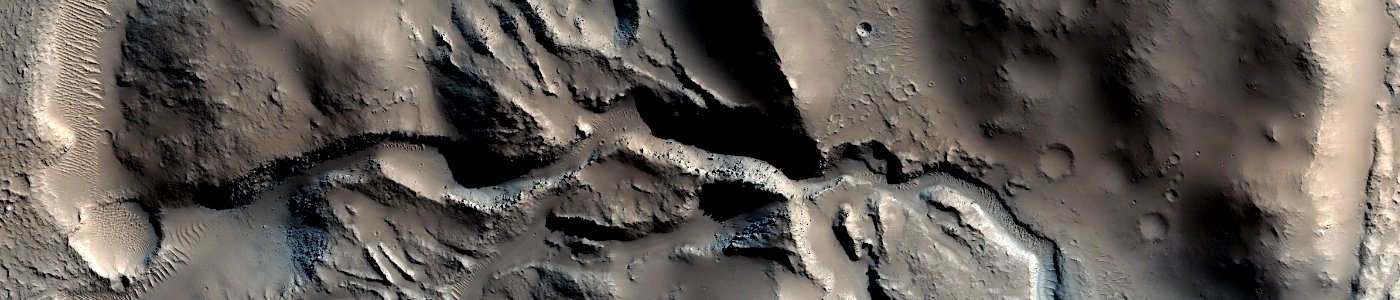 Mars - Channel Entering Crater in Sirenum Fossae photo