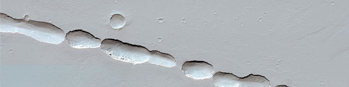 Mars - Chain of Collapse Pits Near Olympica Fossae